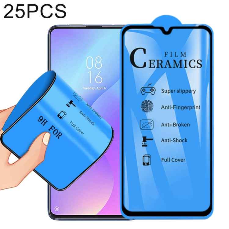 25 PCS 2.5D Full Glue Full Cover Ceramics Film for Huawei Honor Play 8A / Y6 (2019) / Y6 Prime (2019)