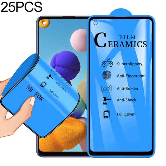 25pcs For Samsung Galaxy A21s 2.5D Full Glue Full Cover Ceramics Film