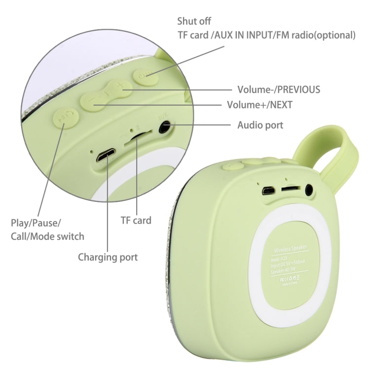 X25 Portable Fabric Design Bluetooth Stereo Speaker with Built-in MIC, Support Hands-free Calls & TF Card & AUX IN, Bluetooth Distance: 10m