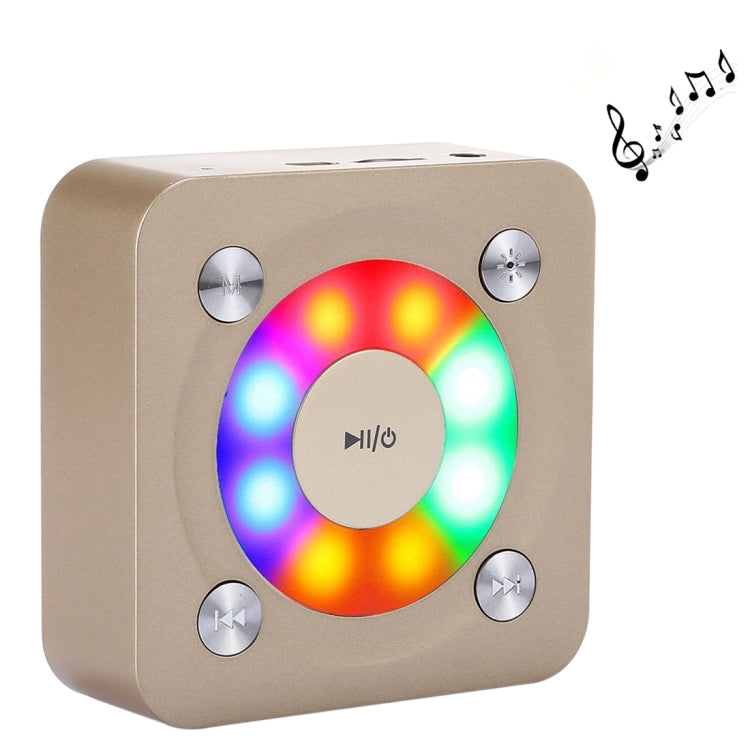 A9 Portable Bluetooth Stereo Speaker with Built-in MIC & Light, Support Hands-free Calls & TF Card & AUX IN, Bluetooth Distance: 10m, with Light(Black), with Light(Rose Gold), with Light(Gold)