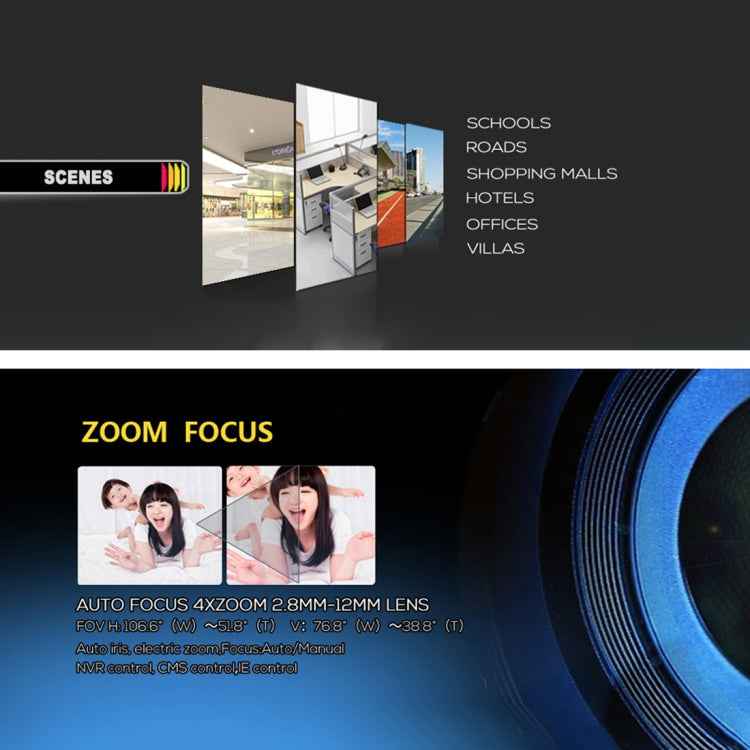 TV-651eH5/IP AF POE H.264++ 5MP IP Camera Auto Focus 4x Zoom 2.8-12MM Lens Surveillance Cameras