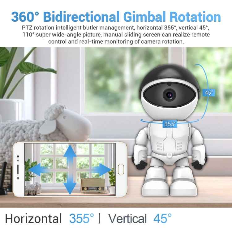 ESCAM PT205 HD 1080P Robot WiFi IP Camera, Support Motion Detection / Night Vision, IR Distance: 10m, US Plug