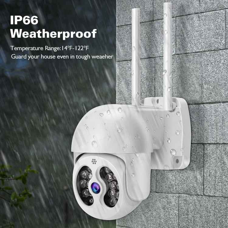 Tuya QX56 3.0 Million Pixels IP66 Waterproof 2.4G Wireless IP Camera, Support Amazon Alexa & Google Home & Motion Detection & Two-way Audio & Full Color Night Vision & TF Card, EU Plug