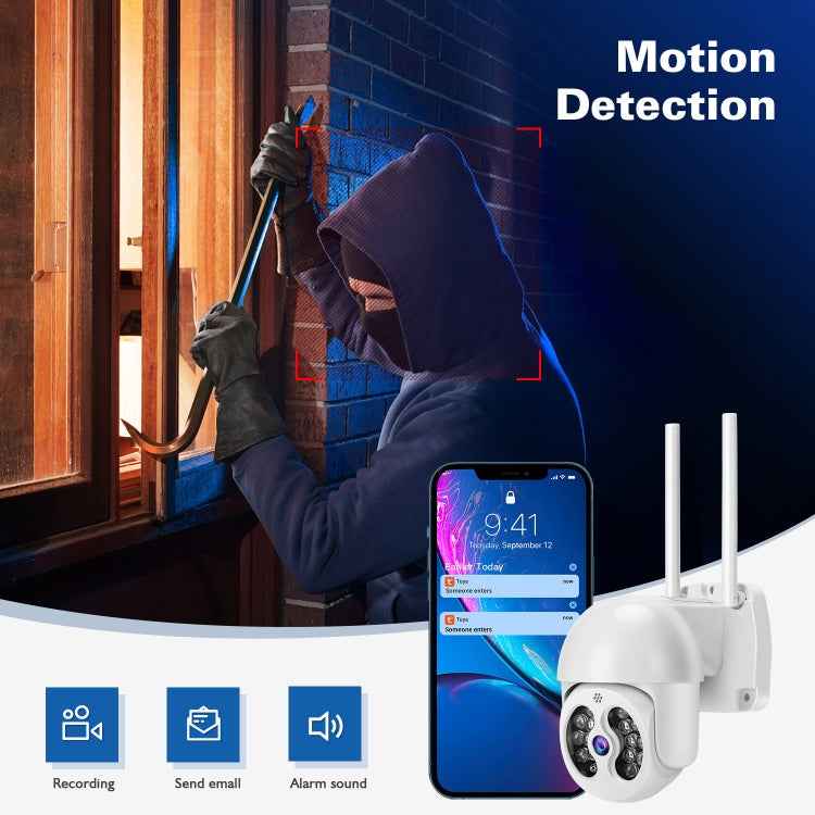 Tuya QX56 3.0 Million Pixels IP66 Waterproof 2.4G Wireless IP Camera, Support Amazon Alexa & Google Home & Motion Detection & Two-way Audio & Full Color Night Vision & TF Card, EU Plug