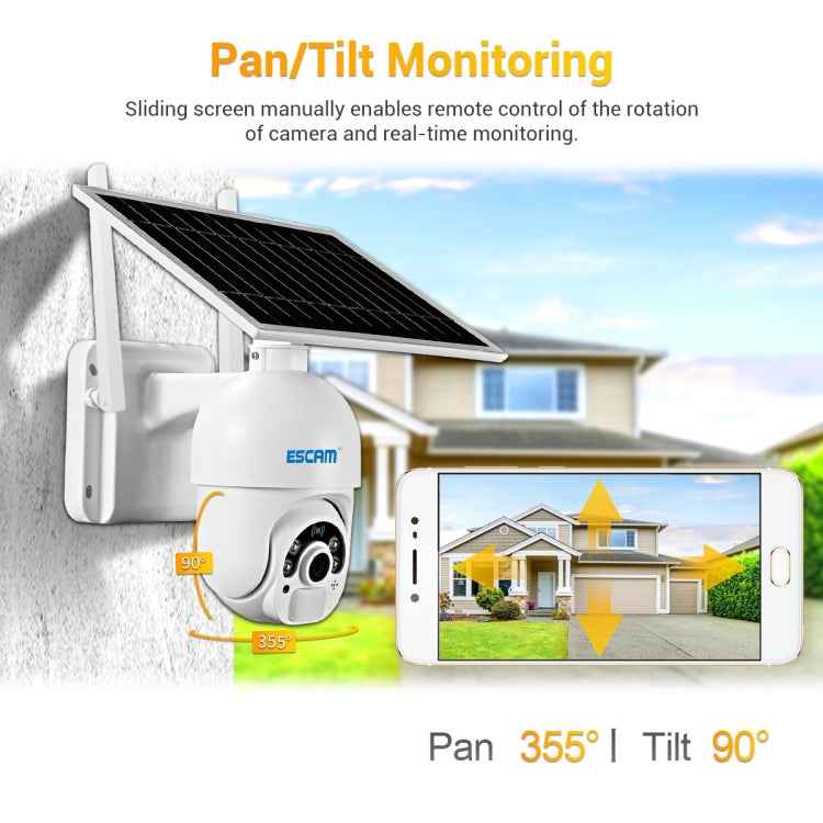 ESCAM QF450 HD 1080P 4G US Version Solar Powered IP Camera with 64G Memory, Support Two-way Audio & PIR Motion Detection & Night Vision & TF Card