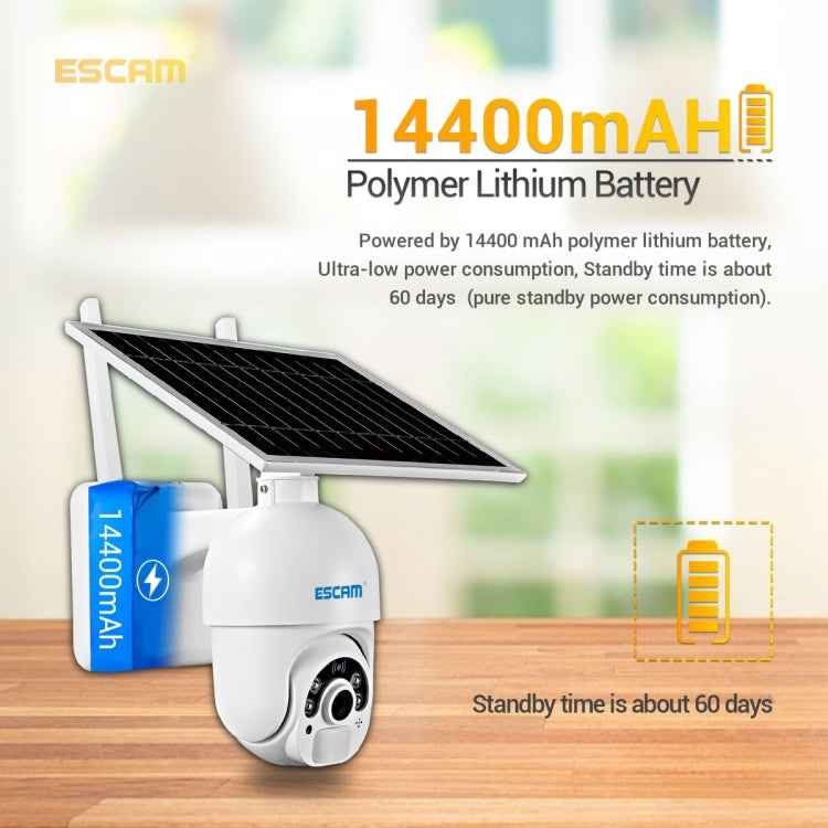 ESCAM QF450 HD 1080P 4G US Version Solar Powered IP Camera with 64G Memory, Support Two-way Audio & PIR Motion Detection & Night Vision & TF Card