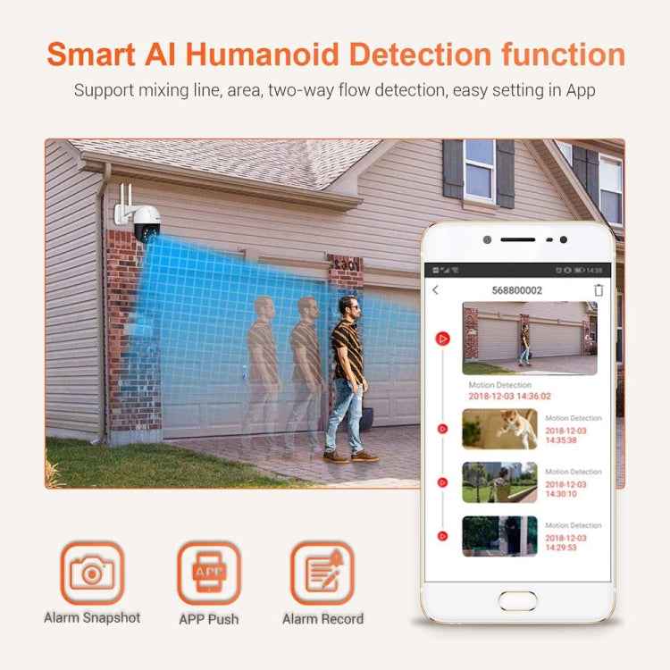 ESCAM QF218 1080P Pan / Tilt AI Humanoid Detection IP66 Waterproof WiFi IP Camera, Support ONVIF / Night Vision / TF Card / Two-way Audio, US Plug