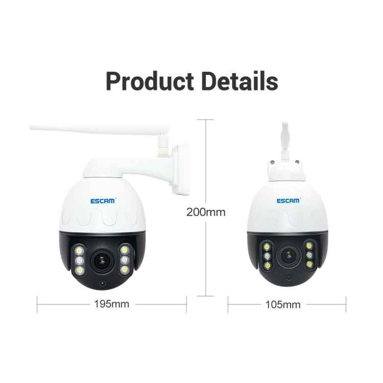 ESCAM Q5068 H.265 5MP Pan / Tilt / 4X Zoom WiFi Waterproof IP Camera, Support ONVIF Two Way Talk & Night Vision, AU Plug
