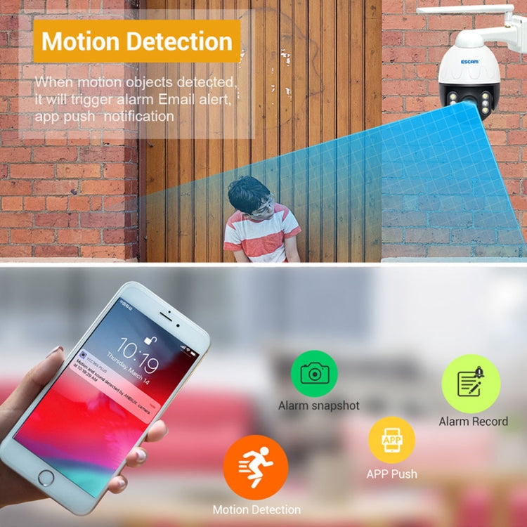 ESCAM Q5068 H.265 5MP Pan / Tilt / 4X Zoom WiFi Waterproof IP Camera, Support ONVIF Two Way Talk & Night Vision, AU Plug, US Plug, EU Plug, AU Plug, UK Plug