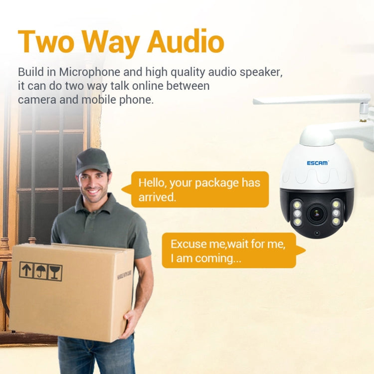 ESCAM Q5068 H.265 5MP Pan / Tilt / 4X Zoom WiFi Waterproof IP Camera, Support ONVIF Two Way Talk & Night Vision, AU Plug, US Plug, EU Plug, AU Plug, UK Plug