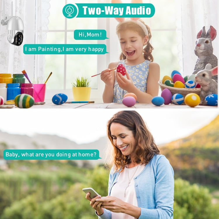 Caméra panoramique PTZ Wi-Fi QX33 1080P rotative à 360 degrés, prise en charge jour et nuit, interphone vocal bidirectionnel, détection de mouvement, alarme, lecture vidéo et carte TF 64 Go, prise AU, QX33