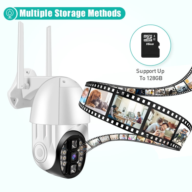 Caméra panoramique PTZ Wi-Fi QX33 1080P rotative à 360 degrés, prise en charge jour et nuit, interphone vocal bidirectionnel, détection de mouvement, alarme, lecture vidéo et carte TF 64 Go, prise AU, QX33