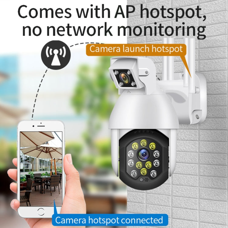 QX41 1080P 2.0MP Dual Lens IP66 Waterproof Panoramic PTZ WIFI Camera, Support Day and Night Full Color & Two-way Voice Intercom & Smart Alarm & Video Playback & 128GB TF Card, AU Plug