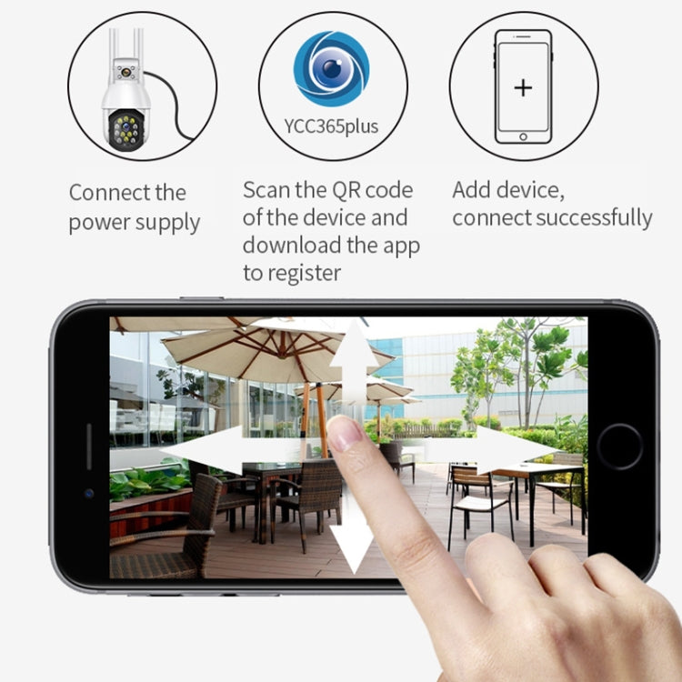 QX41 1080P 2.0MP Dual Lens IP66 Waterproof Panoramic PTZ WIFI Camera, Support Day and Night Full Color & Two-way Voice Intercom & Smart Alarm & Video Playback & 128GB TF Card, AU Plug