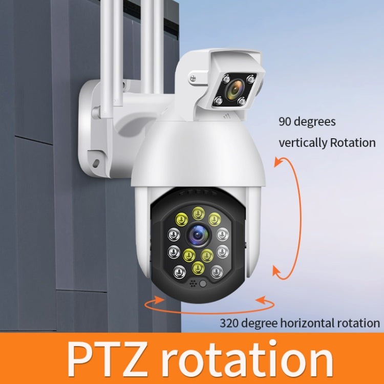 QX41 1080P 2.0MP Dual Lens IP66 Waterproof Panoramic PTZ WIFI Camera, Support Day and Night Full Color & Two-way Voice Intercom & Smart Alarm & Video Playback & 128GB TF Card, AU Plug