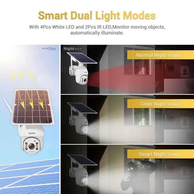 ESCAM QF280 HD 1080P IP66 Waterproof WiFi Solar Panel PT IP Camera with Battery, Support Night Vision / Motion Detection / TF Card / Two Way Audio