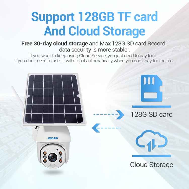 ESCAM QF480 US Version HD 1080P IP66 Waterproof 4G Solar Panel PT IP Camera with Battery, Support Night Vision / Motion Detection / TF Card / Two Way Audio