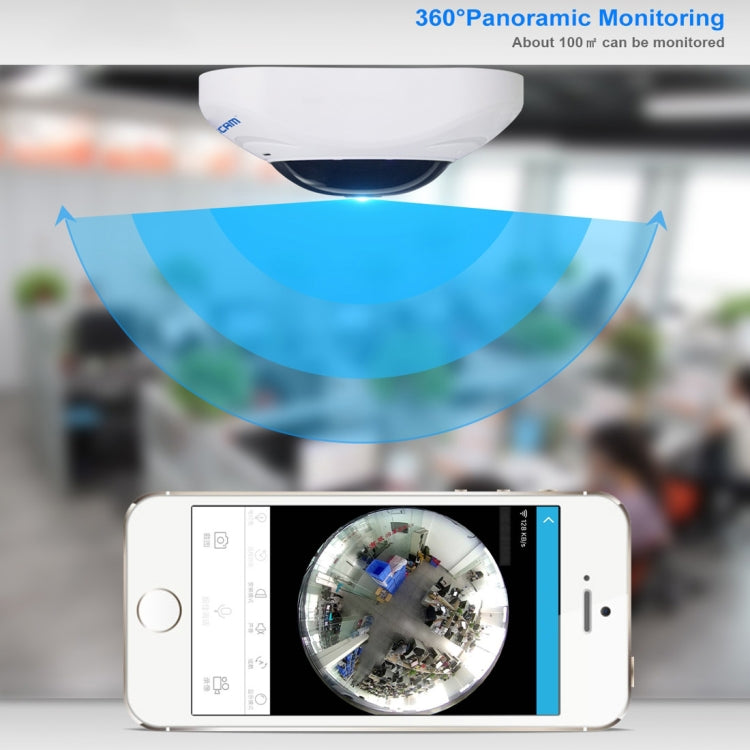 ESCAM Q8 960P 360 Degrees Fisheye Lens 1.3MP WiFi IP Camera, Support Motion Detection / Night Vision, IR Distance: 5-10m, AU Plug, Q8  AU Plug, Q8 EU Plug, Q8 UK Plug, Q8 US Plug