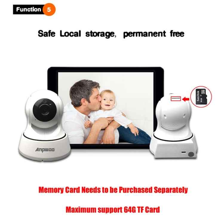 Anpwoo YT002 Ingenic T10 720P HD WiFi IP Camera with 11 PCS Infrared LEDs, Support Motion Detection & Night Vision & TF Card(Max 64GB)