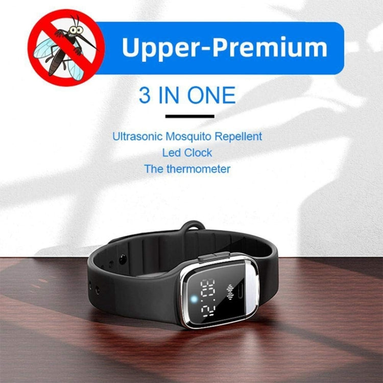 M20 Outdoor Ultrasonic Wave Mosquito Repellent Wristband with Clock & Body Temperature Test, M20 (White), M20 (Black)