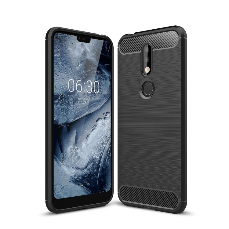 Brushed Texture Carbon Fiber Soft TPU Case for Nokia 7.1, Nokia 7.1