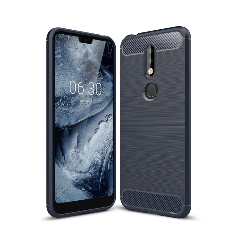 Brushed Texture Carbon Fiber Soft TPU Case for Nokia 7.1, Nokia 7.1