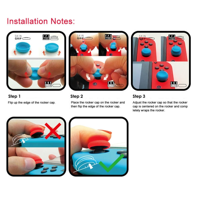 Left + Right Gamepad Rocker Cap Button Cover for Switch, For Switch(Black), For Switch(Blue + Magenta), For Switch(Red)