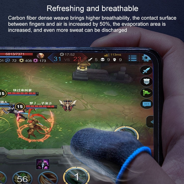 1 Pair Carbon Fiber Breathable Mobile Phone Game Touch Screen Finger Cover for Thumb / Index Finger