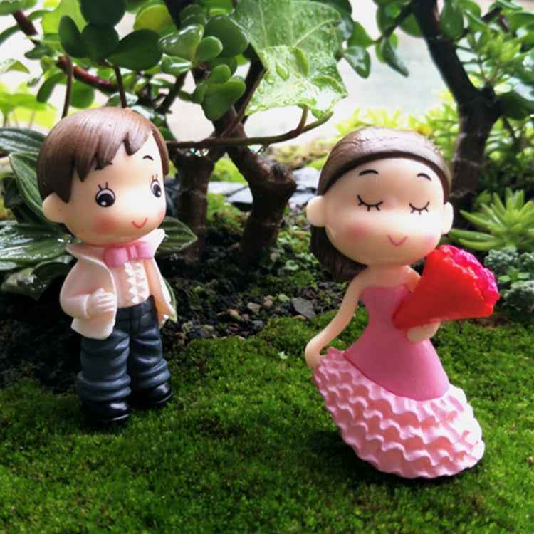 Victorian Style Wedding Marry Bride Groom Bouquet Couples Decoration Moss Micro Landscape Resin Ornaments