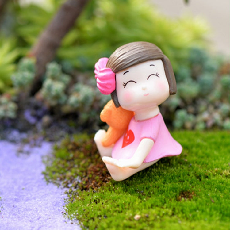 Lovers Bow Garden Dollhouse Decoration Moss Micro Landscape PVC Ornaments, Pink Blue Lovers Bow, Red Grey Lovers Bow