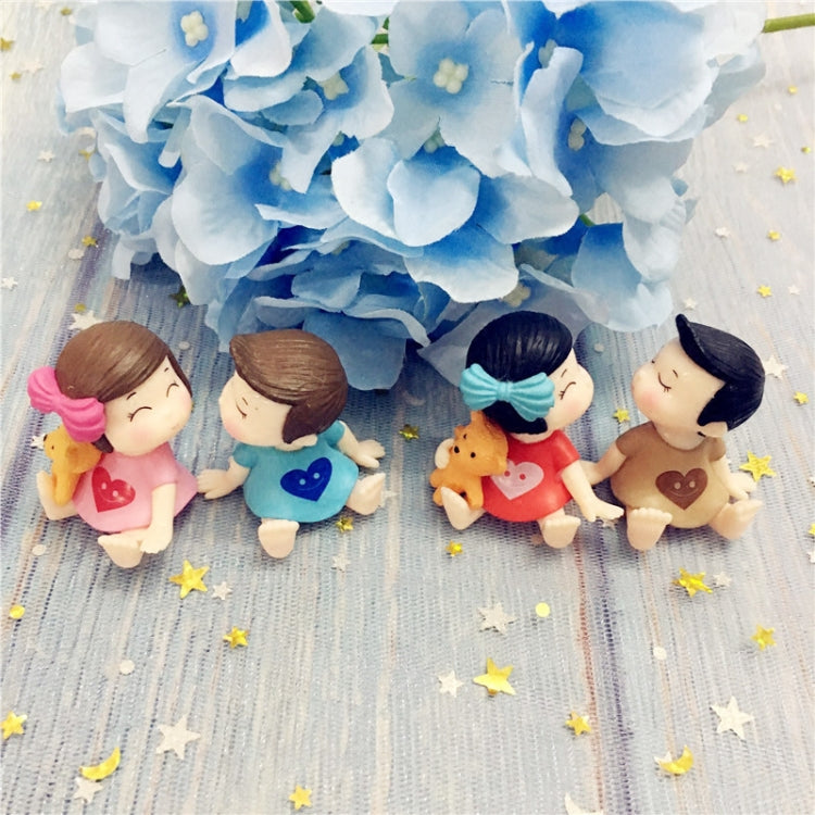 Lovers Bow Garden Dollhouse Decoration Moss Micro Landscape PVC Ornaments, Pink Blue Lovers Bow, Red Grey Lovers Bow