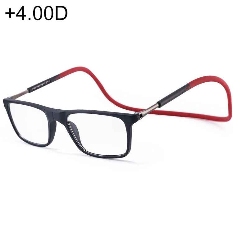 Anti Blue-ray Adjustable Neckband Magnetic Connecting Presbyopic Glasses, +4.00D