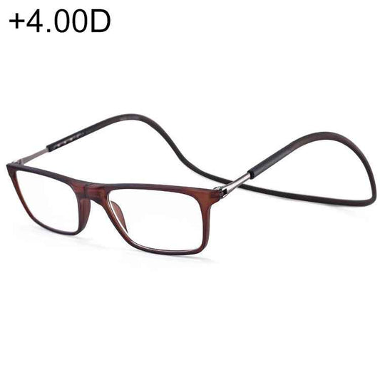 Anti Blue-ray Adjustable Neckband Magnetic Connecting Presbyopic Glasses, +4.00D