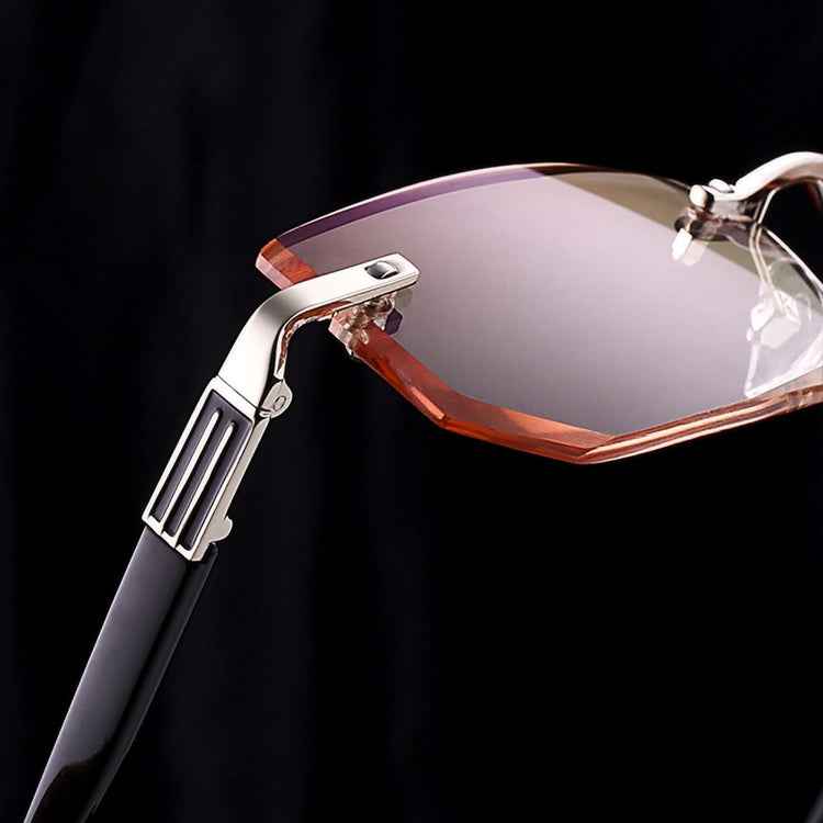 Men Anti Fatigue & Blue-ray Rimless Rhinestone Trimmed Presbyopic Glasses, +3.00D