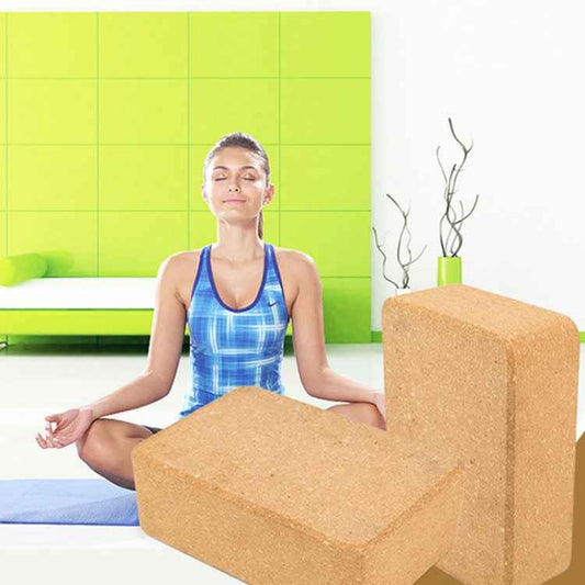 High-density Natural Green Tasteless Fitness Supplies Auxiliary Cork Yoga Brick(Light Brown)