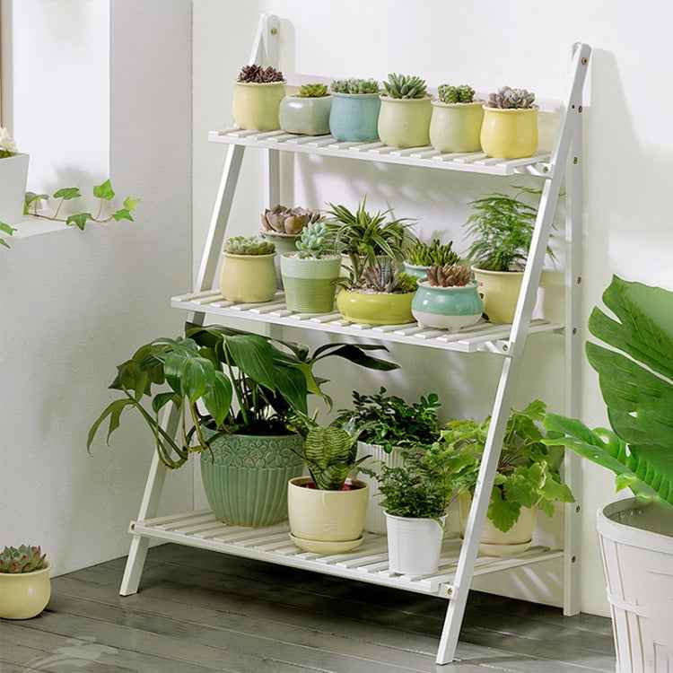 Bamboo 3-Tier Hanging Plant Stand Planter Shelves Flower Pot Storage Rack Folding Display Shelving Plants Shelf, Width: 70cm