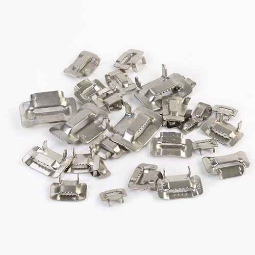 100 PCS 9.53mm 304 Stainless Steel Tie Lock Type Cable Wrapped Bundle Buckle