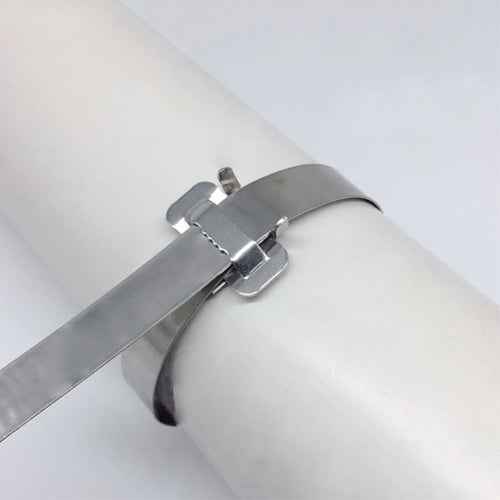 100 PCS 9.53mm 304 Stainless Steel Tie Lock Type Cable Wrapped Bundle Buckle