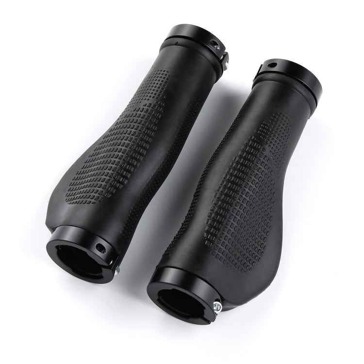 1 Pair AG21 Rubber +  Alloy Lock-Rings Bicycle Flat Handlebar Grip
