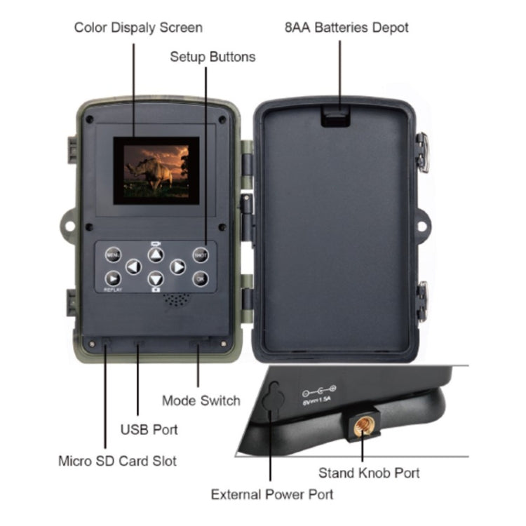 HC801A 8MP Waterproof IP65 IR Night Vision Security Hunting Trail Camera, Novatek 96650 Program, 120 Degree Wide Angle, 110 Degree PIR Sensing Angle, HC801A