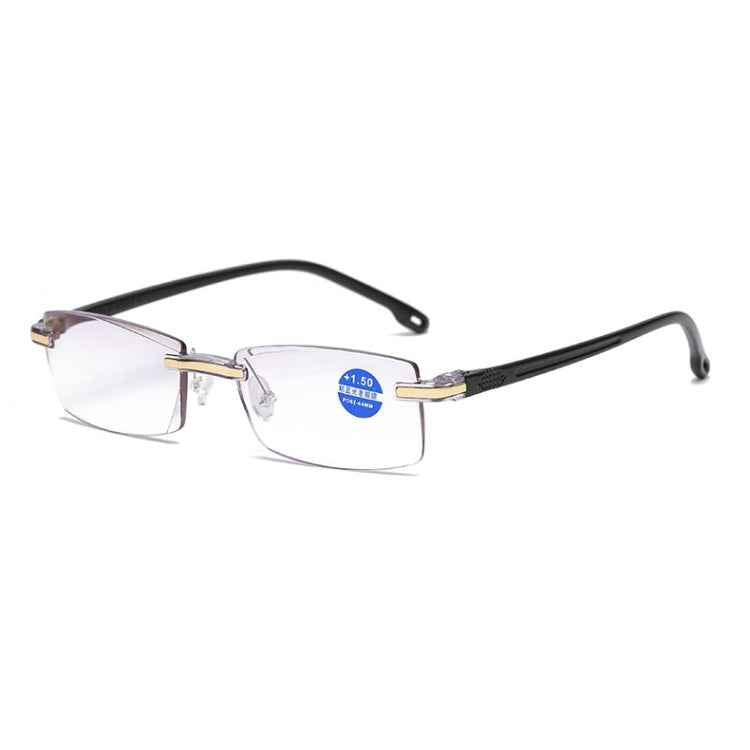 Rimless Anti Blue-ray Blue Film Lenses Presbyopic Glasses, +2.50D