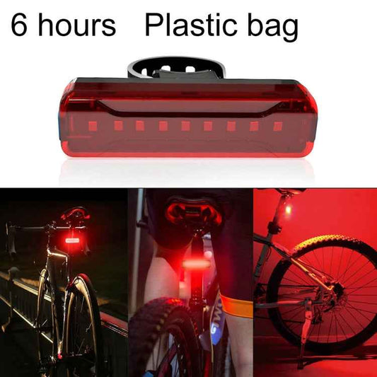 A02 Bicycle Taillight Bicycle Riding Motorcycle Electric Car LED Mountain Bike USB Charging Safety Warning Light (6 Hours, Plastic Bag)