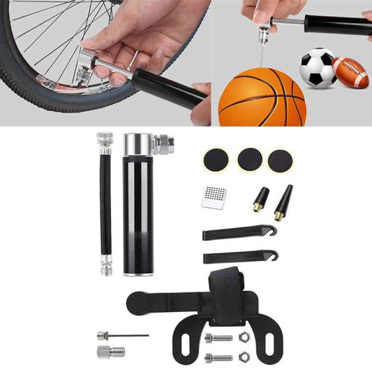 Manual Mini Portable Bicycle Aluminum Alloy Pump+ Glue-free Tire Patch + Fish-shaped Tire Lever