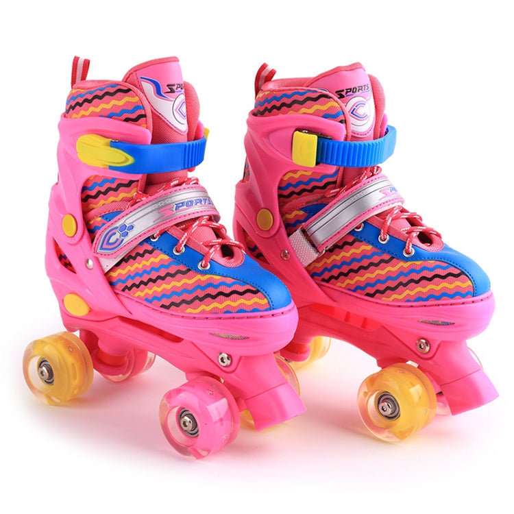 Children Full-flash White Double-row Roller Skates Skating Shoes, Double Row Wheel, Size : M, Double Row Wheel, Size : M(Pink), Double Row Wheel, Size : M(Blue)