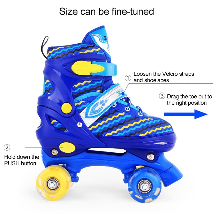 Children Full-flash White Double-row Roller Skates Skating Shoes, Double Row Wheel, Size : M, Double Row Wheel, Size : M(Pink), Double Row Wheel, Size : M(Blue)