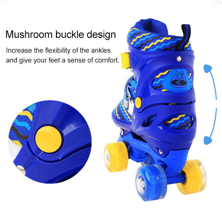 Children Full-flash White Double-row Roller Skates Skating Shoes, Double Row Wheel, Size : M, Double Row Wheel, Size : M(Pink), Double Row Wheel, Size : M(Blue)