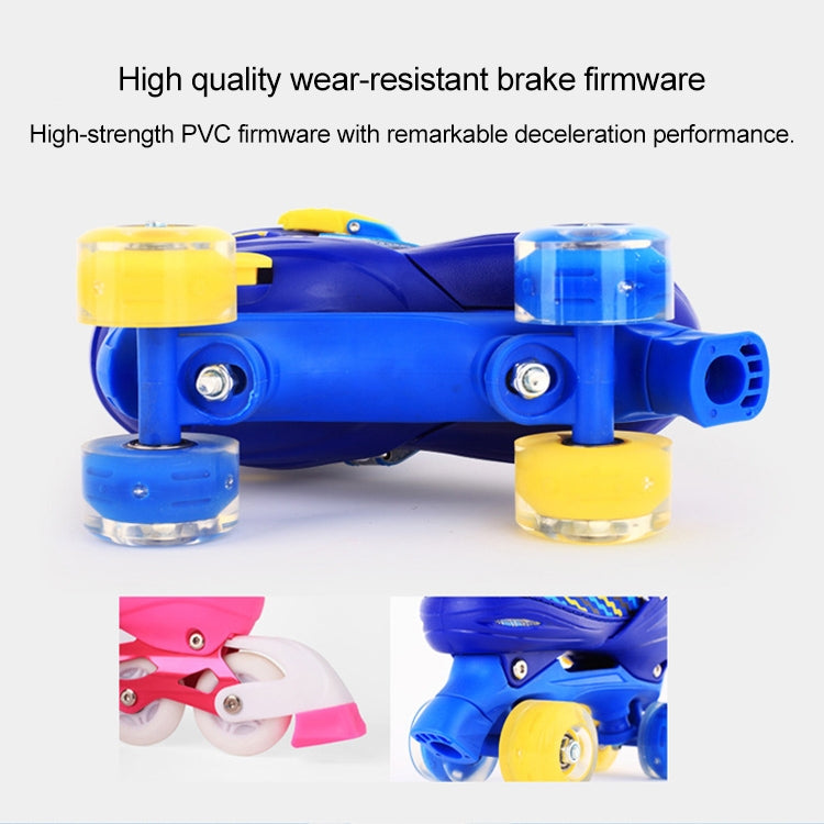 Children Full-flash White Double-row Roller Skates Skating Shoes, Double Row Wheel, Size : M, Double Row Wheel, Size : M(Pink), Double Row Wheel, Size : M(Blue)