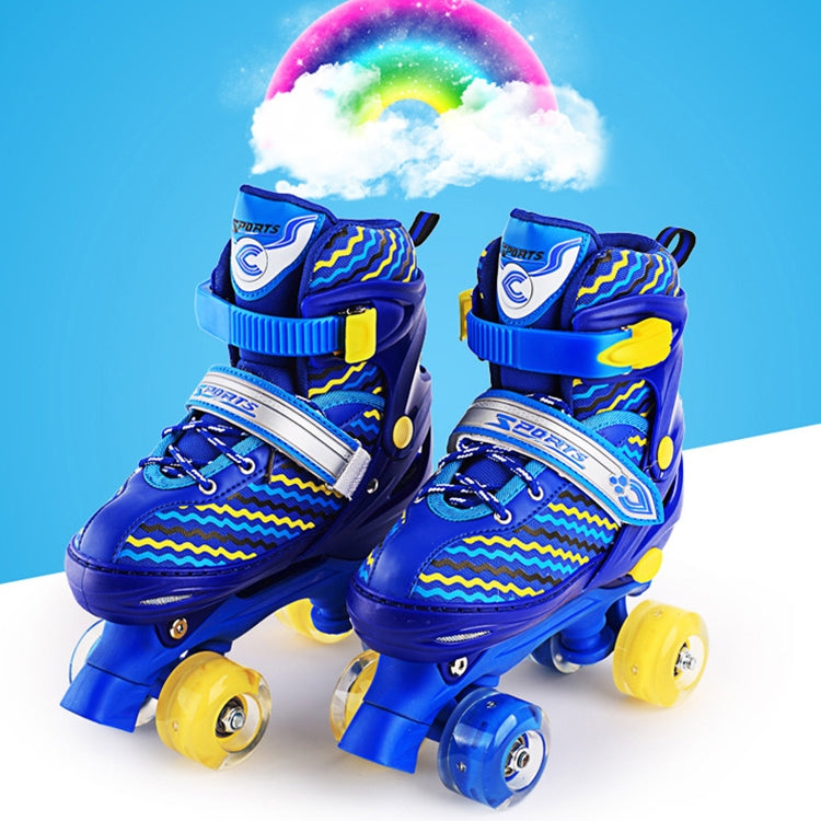 Children Full-flash White Double-row Roller Skates Skating Shoes, Double Row Wheel, Size : M, Double Row Wheel, Size : M(Pink), Double Row Wheel, Size : M(Blue)