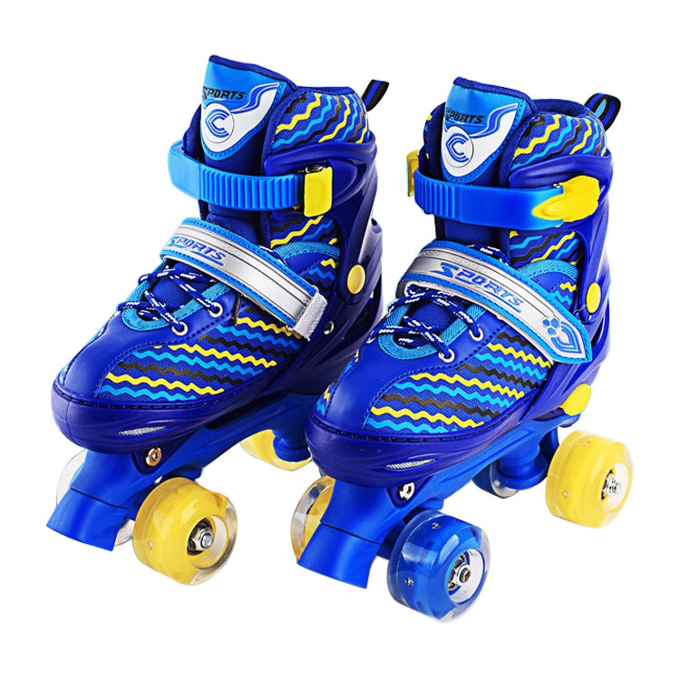 Children Full-flash White Double-row Roller Skates Skating Shoes, Double Row Wheel, Size : M, Double Row Wheel, Size : M(Pink), Double Row Wheel, Size : M(Blue)