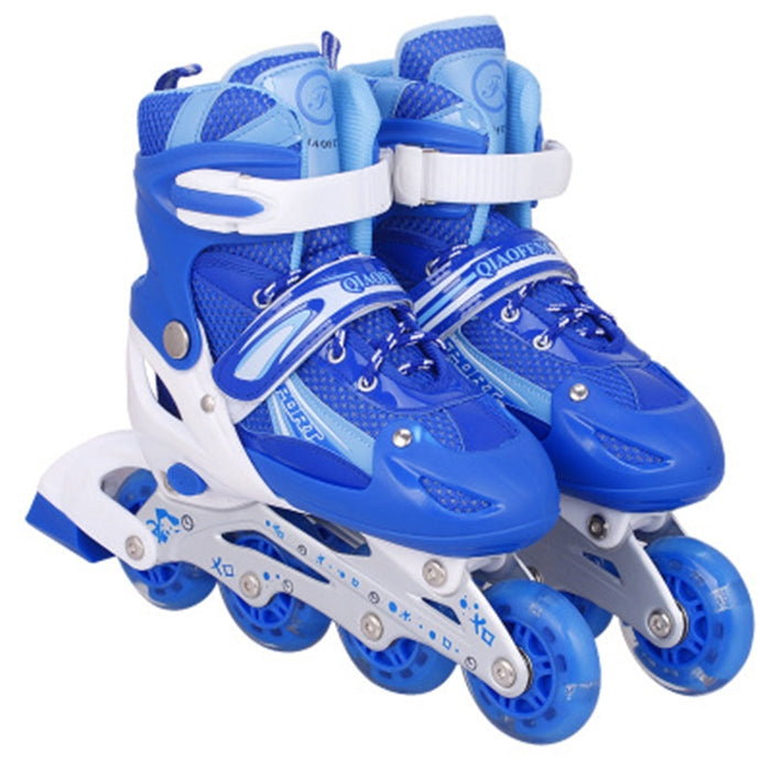 Children Adult Flash Straight Row Roller Skates Skating Shoes Suit, Size : L, Size : L (Blue), Size : L (Red), Size : L (Pink)